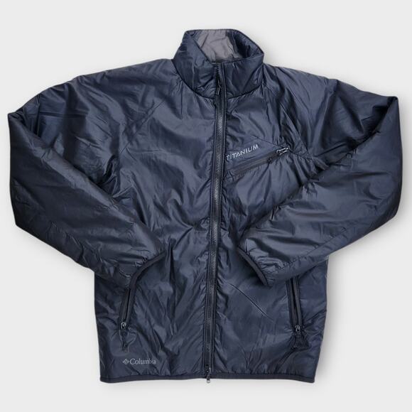 Columbia Puffer Jacket Mens M Black Fullzip Tech Interchange Titanium Mock Neck - Picture 1 of 5